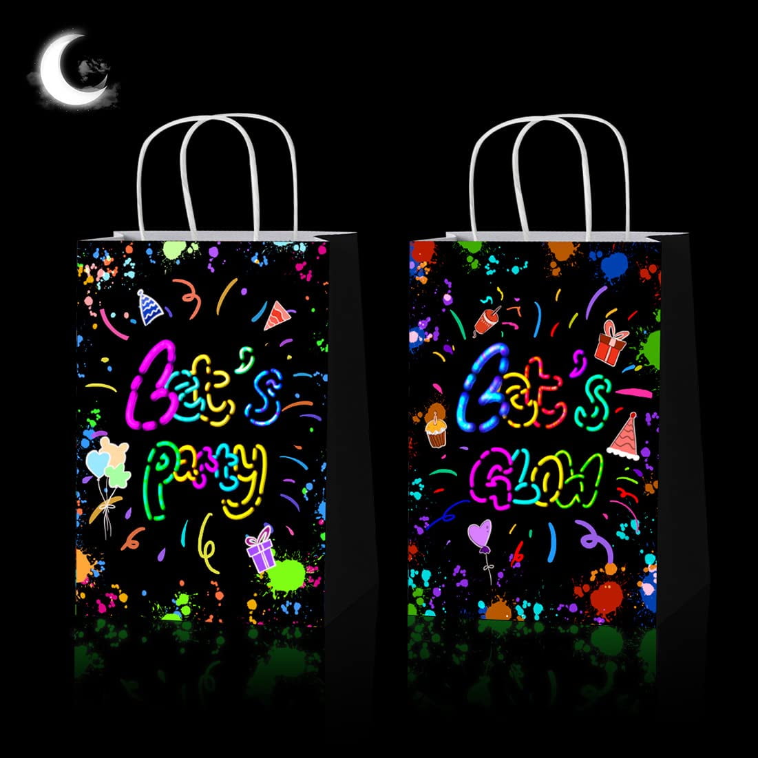 AOPA 16 Pcs Glow in Dark Gift Bag, Let's Glow Party Bags Party