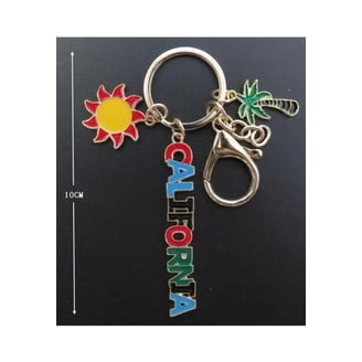 North Carolina Souvenir Keychain - 2 Inch Acrylic State Map With Retro Landmark Design - Made In USA
