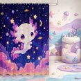 thumbnail image 2 of Manfei Aquatic Axolotl Shower Curtain 72Wx78L,Watercolor Animals Pattern Bath Curtain, 2 of 5