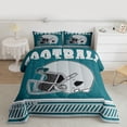 thumbnail image 2 of Homewish Football Rugby Helmet Full Size Comforter Sets, Modern Teal Stripe Abstract Bedding Comforter Set, Cartoon Sports Theme Reversible Bedding Sets, Microfiber Bedroom Decor, 3-Piece, 2 of 8
