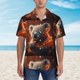 thumbnail image 2 of Gukieu Cute Maple Leaf Koala Print Men's Short-sleeved Shirts, Button-down Lapel Hawaiian Shirts, T-shirts, Beach Vacation Summer Casual Wear,Small, 2 of 7
