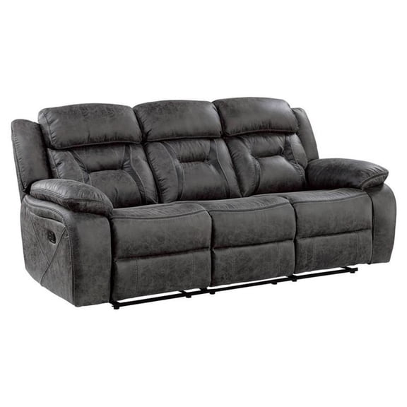 Lexicon Madrona Hill Traditional Microfiber Double Reclining Sofa in Gray