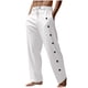 thumbnail image 2 of Puntoco Pantalones casuales largos para hombre Pantalones casuales de playa suaves y cómodos con cintura elástica de algodón y lino para hombre Pantalones largos, 2 of 5
