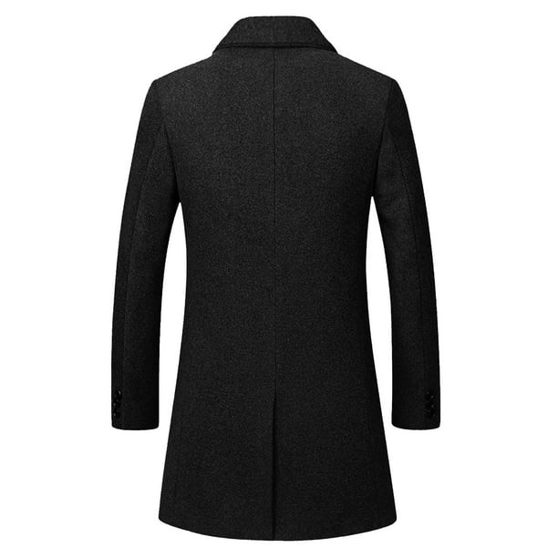 Lovskoo 2024 Mens Single Breasted Trench Coat Winter Pea Coat
