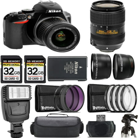 Nikon D3500 DSLR Camera with 18-55mm Lens +18-300mm Lens +Flash- Kit