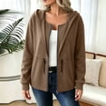 thumbnail image 4 of Horkkom Zip Up Hoodie Women Drawstring Long Sleeve Solid Color Sweatshirt Hooded Casual Crewneck Sweatshirt, S-2XL, 4 of 7