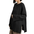 thumbnail image 4 of CENGNIAN No Boundarie Women's Oversized Long Sleeve Sweaters,Crewneck Knitted Pullover Sweater For Ladies,Womens Loose Trendy Outfits Pullover Top,*Black,Size Free Size, 4 of 6