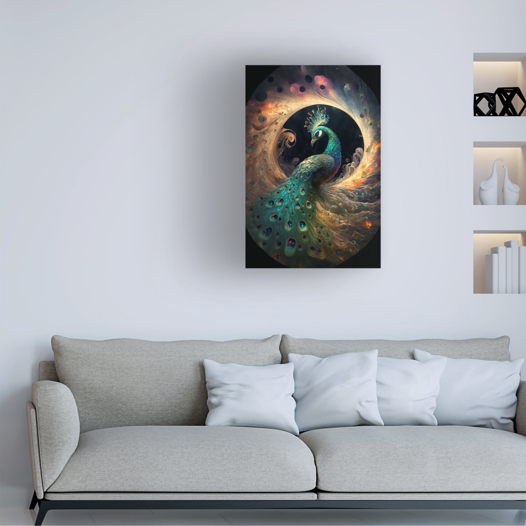 Canvas Wall Art - Ray Heere 'Proud Peacocks 11' Wall Art for Living Room, Bedroom, or Office Décor by Trademark Fine Art - 12 x 19 Inches