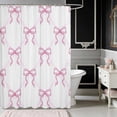 thumbnail image 2 of Erosebridal Pale Satin Bow Ribbon Shower Curtain 72Wx72L for Girls, Romantic Floral Print Waterproof Bathroom Curtain, 2 of 5