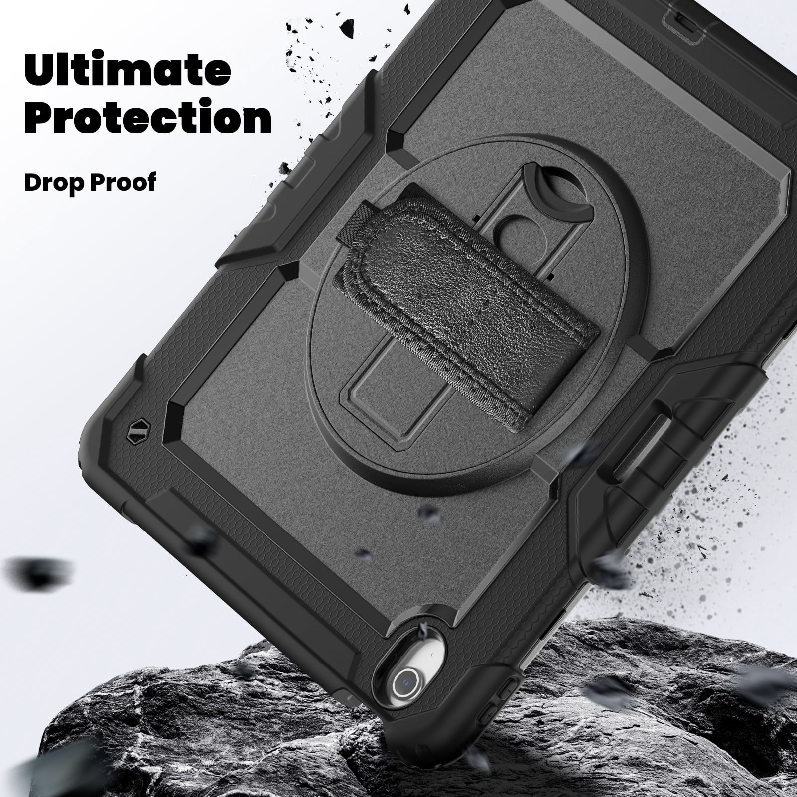Allytechgroup iPad Pro 13 2024 Case with Screen Protector / Shoulder Strap/ Pencil Holder, Heavy Duty Shockproof Rugged Handle Kickstand Bumper Case Cover for Apple iPad Pro 13 Inch 2024 M4,Black