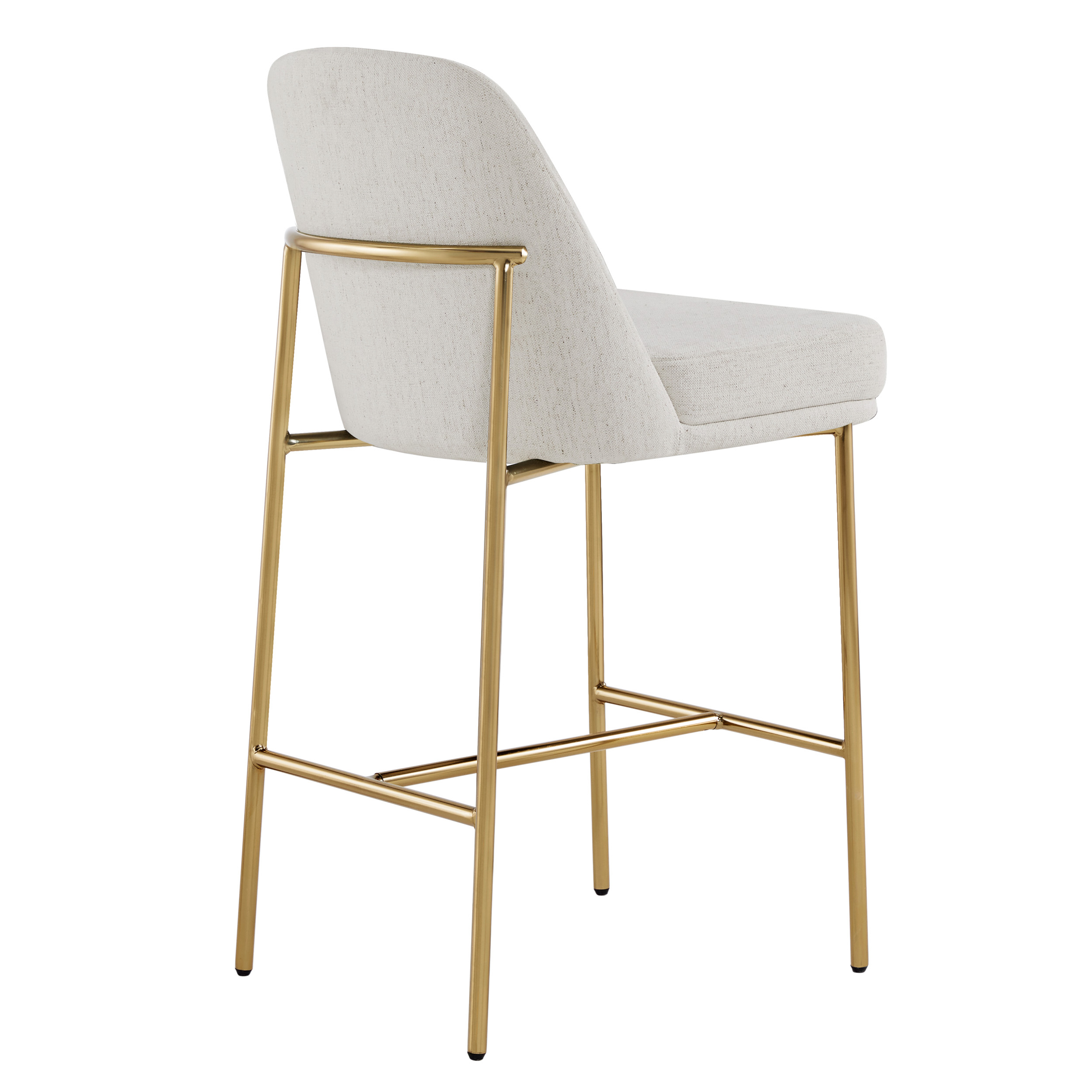 Spruce & Spring Modern 27-Inch Contemporary Counter Stool Set with Upholstered Seat and Metal Frame Set of 2, Cream Fabric