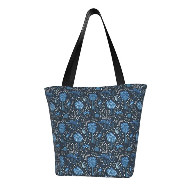 Fotbe Winter Blue Forest Deer Bolsa de Playa con Estampado, Bolsa de Hombro, Bolsa de Mano Espaciosa, Bolsa de Viaje Ligera, Bolsa de Compras Versátil