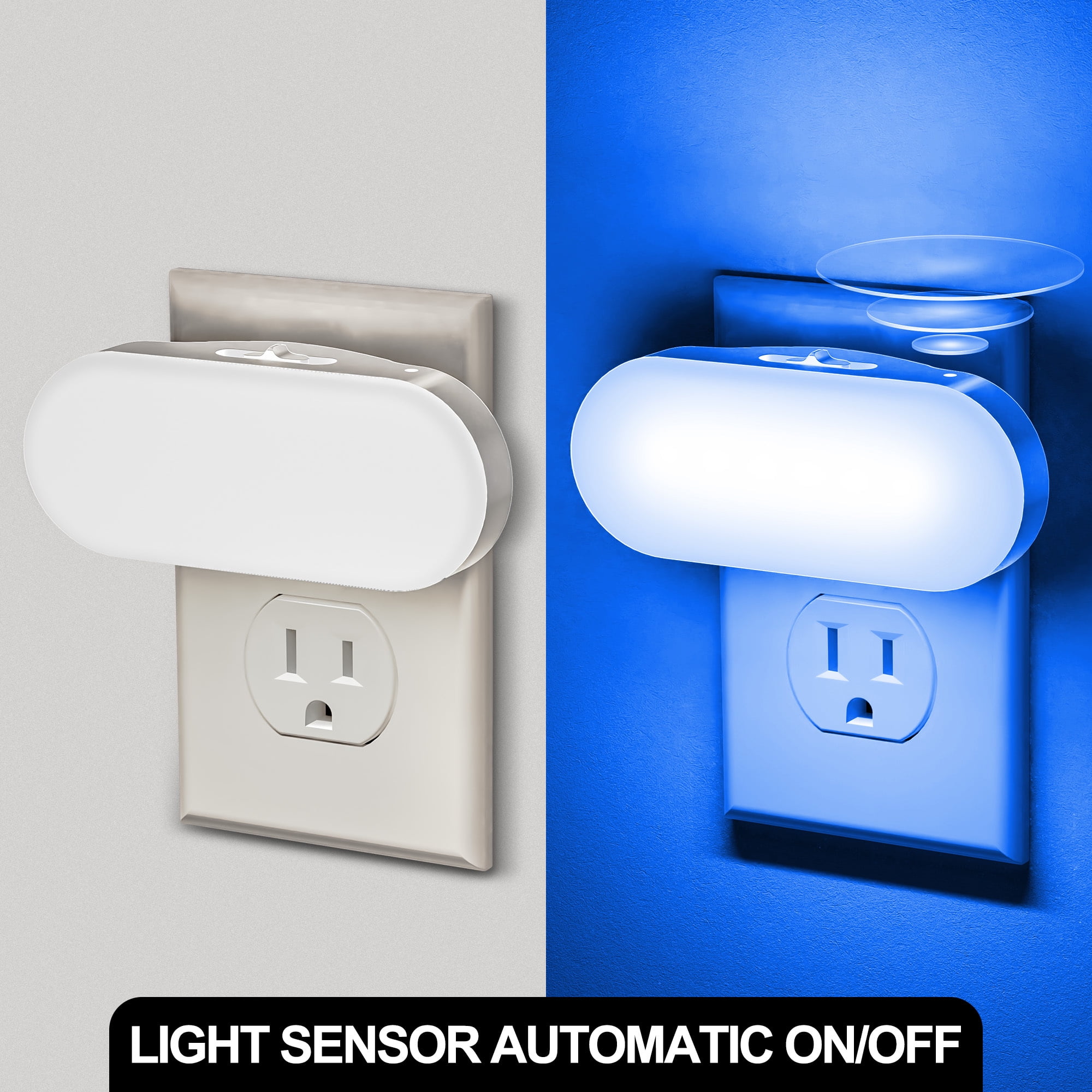 YANSUN 2-Pack 1W White Dimmable Blue Integrated LED Night Light with Dusk to Dawn Sensor, Plug-in, for Bedroom, Stairwell