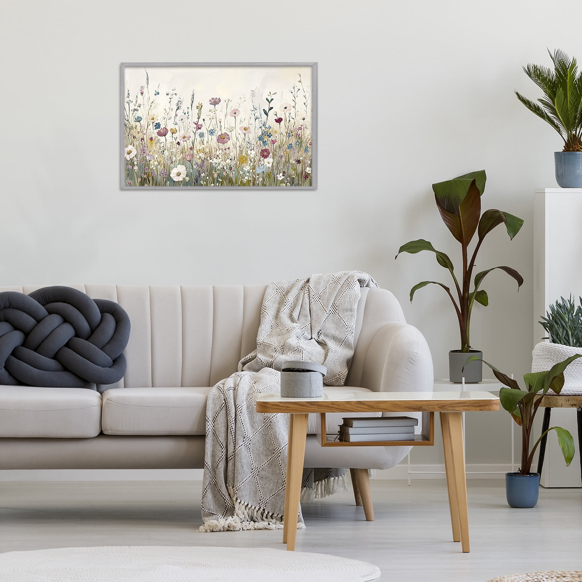 Stupell Industries Spring Blooms Pastoral Meadow Gray Framed Giclee Art, design by Kim Allen