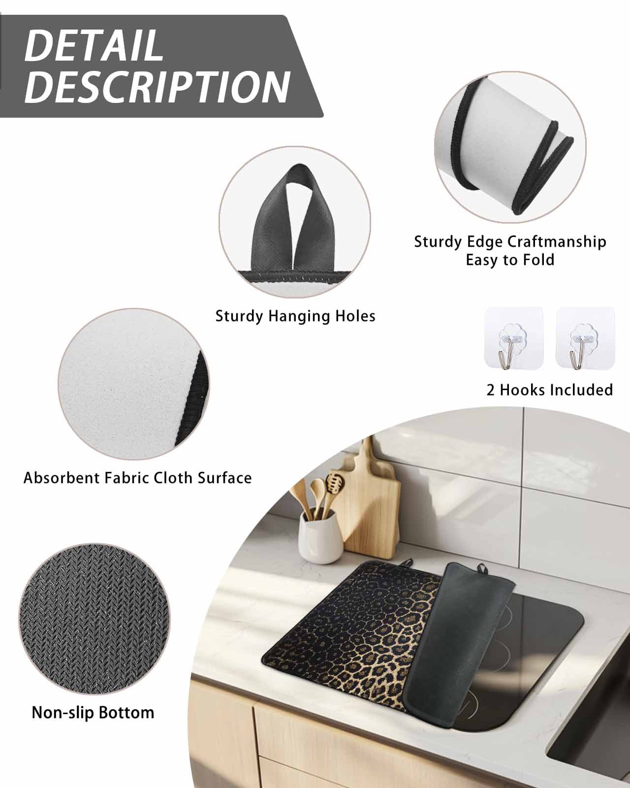 Stove Top Covers for Electric Stove, Leopard Print Glass Stovetop Cover Protector, Chic Abstract Black Brown Animals Texture Induction Cooktop Protector Oven Mat for Kitchen Countertop 24"x21"
