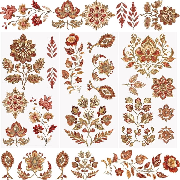 3 Sheets Rub on Transfer Stickers, Vintage Leaf Flower Transfer Sticker Decal Rub on Transfer for Furniture DIY Scrapbooking Present Boxes Cups,15 * 30 cm