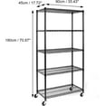 thumbnail image 3 of 5 Tier Storage Shelves,Heavy Duty Wire Shelving Rack with Wheels, Adjustable Rolling Shelving Unit with NSF Certified , 800 Lbs Capacity, For Kitchen, Pantry, Garage,18"D X 35.5"W X 71"H,Black, 3 of 7