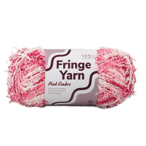 Craft County Fringe Yarn – Medium 4 Polyester Yarn for Scrubby Cloths, Personalized Gifts, and More! (Pink Ombre, 5 Pack)