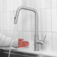 thumbnail image 2 of Single Handle Brushed Stainless Steel Touchless Pull-Down Kitchen Faucet, 2 of 13