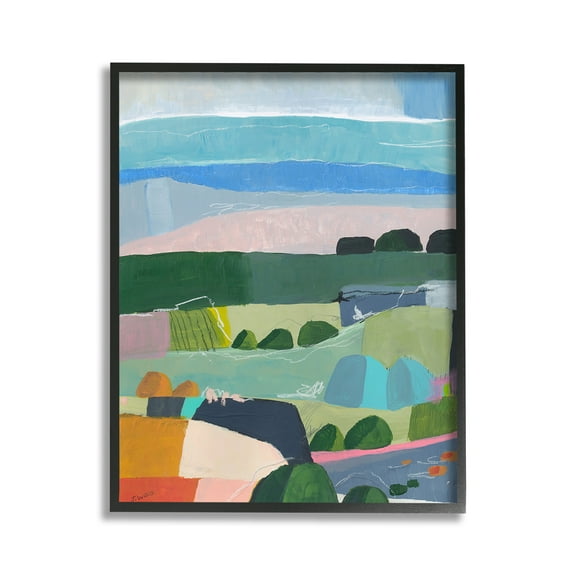 Stupell Industries Soft Abstract Landscape Landscape Painting Black Framed Art Print Wall Art, 11 x 14