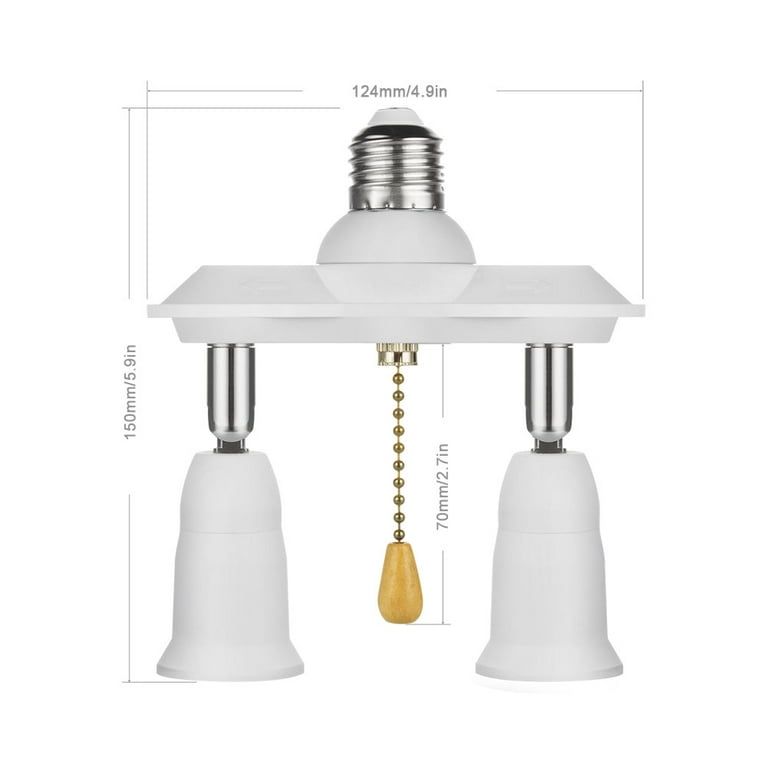 Goozegg Pull Chain Light Socket Adapter E26 E27 Bulb Extender