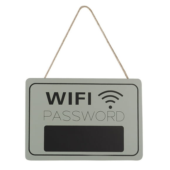 Nikou WiFi Mot de Passe Affichage signalisation tenture Murale café librairie rétro Suspendu Tableau Noir pour Bureau café librairie Bar Magasin fête décor(Gris)