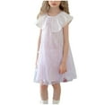 thumbnail image 5 of Tulle-Dresses for Girls Size 3-14 Teens Kids Cute Sleeveless Doll-Collared Solid Color Pullover Loose Comfort Babydoll Dress, 5 of 5