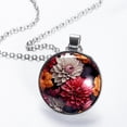 thumbnail image 2 of Petal flower Glass Design Circular Pendant Necklace, 2 of 5