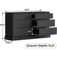 thumbnail image 6 of 6 Drawer Double Dresser Wooden Chest of Drawers Large Storage Cabinet for Bedroom Living Room Entryway, Black, 6 of 9