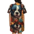 thumbnail image 6 of Fotbe Cute Colorful Flower French Bulldog Print Pajama Set for Women 2 Piece Loungewear Short Sleeve Tops and Shorts Set Soft Sleepwear-, 6 of 7