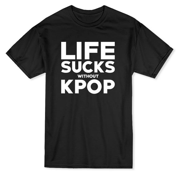 Life Sucks Without Kpop White Men Black T-Shirt, Male Large
