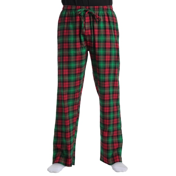 #followme Cotton Flannel Pajama Pants for Men (Red Green Plaid 100% Cotton Flannel, 3X-Large)