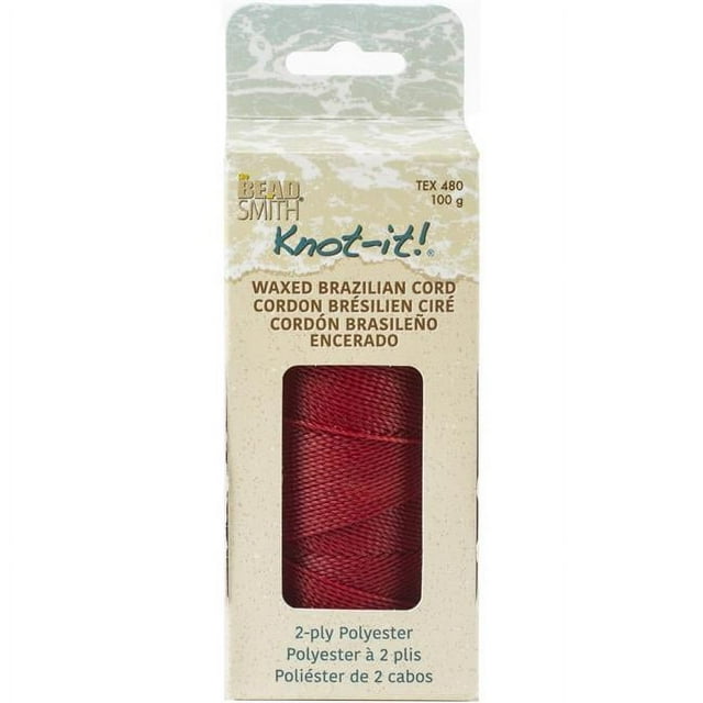 Beadsmith PLY04-CRI 144 m Waxed Poly Cord, Crimson