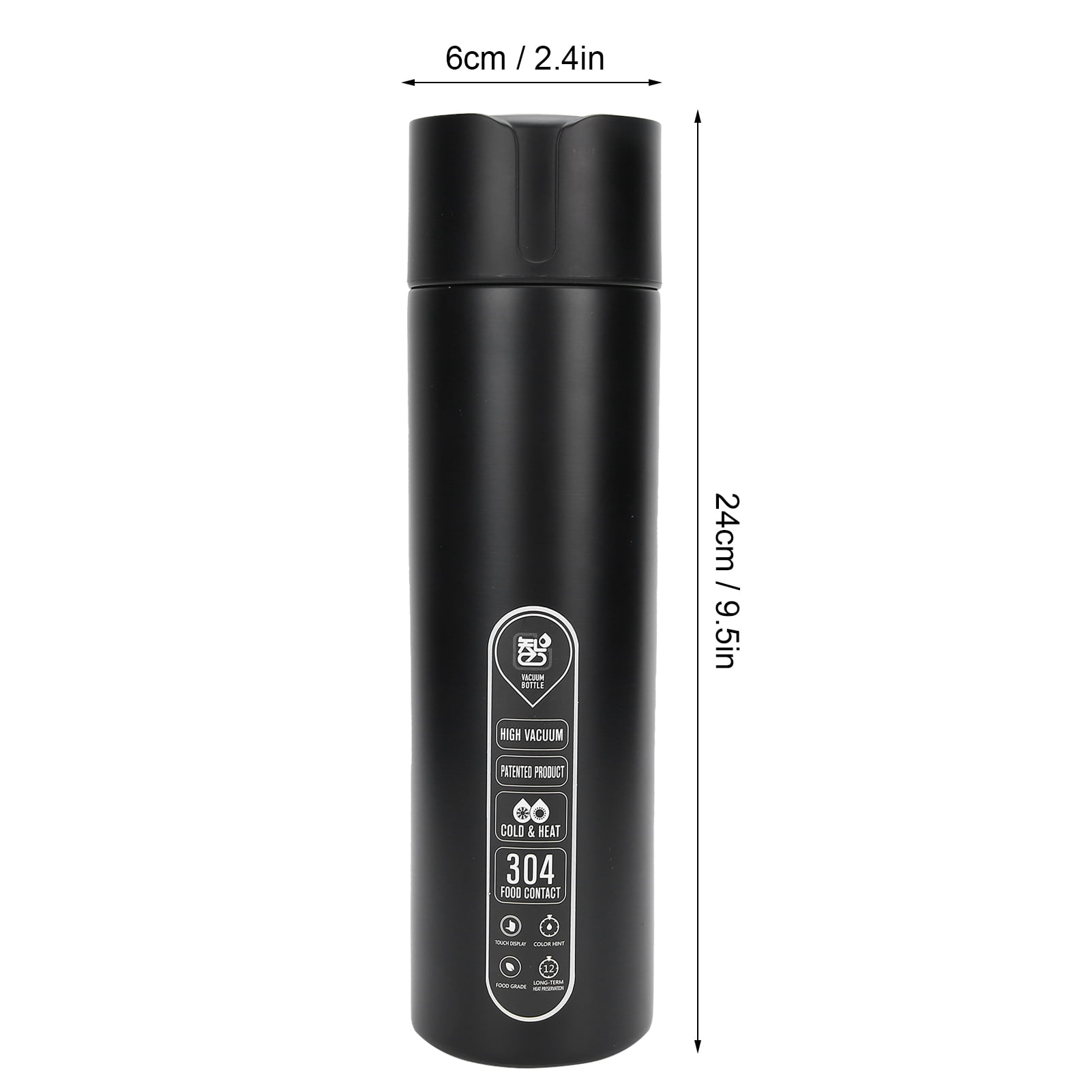 Smart Water Bottle Touch Temperature Display Timed Reminder Vacuum Insulated Bottle Battry PoweredBlack