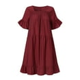 thumbnail image 6 of Giftesty Womens Plus Size Dresses Clearance Women Round Neck Solid Short Sleeve Dress Casual Loose Dress, 6 of 6