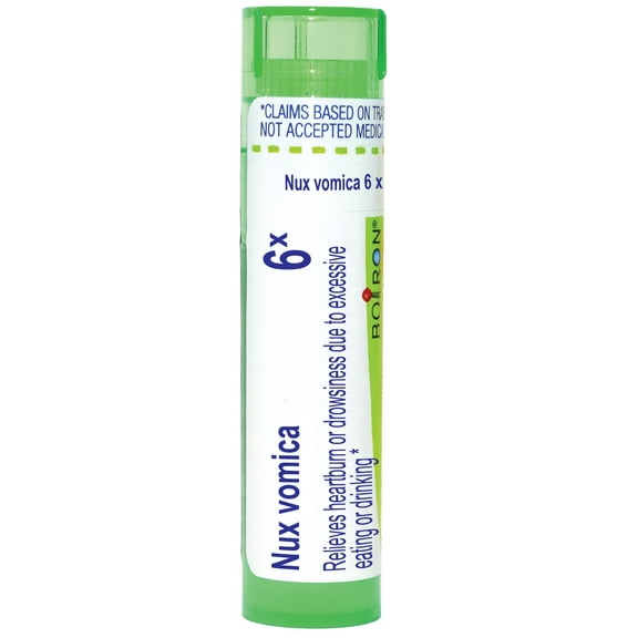 Boiron Nux Vomica 6X, Homeopathic Medicine for Heartburn Or Drowsiness Due To Excessive Eating Or Drinking, 80 Pellets