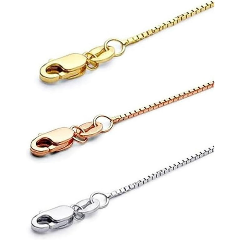 14K Real Yellow/White/Rose Gold Solid Box Link Chain