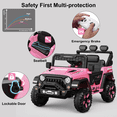 thumbnail image 3 of 12V Kids Ride On Truck Car with Parent Remote Control, Electric Vehicle for Toddlers,Bluetooth, 3 Speeds,Pink, 3 of 7