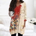 thumbnail image 3 of JoveMarine Women's V-Neck 3/4 Sleeve Tunic Top with Pockets Independence Day Printed Mid-Length Blouse Casual Summer Shirt for Patriotic Holiday Daily Wear Beige L, 3 of 7