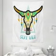 thumbnail image 1 of Longhorn Tapestry, Vivid Bohemian Style Graphic with Ethnic Ornaments and Stay Wild Typography, Wall Hanging for Bedroom Living Room Dorm Decor, 60"W X 80"L, Multicolor, by Ambesonne, 1 of 2