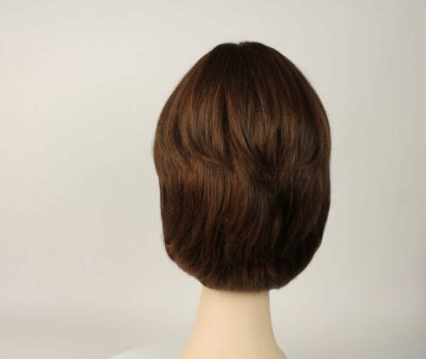 European Human Hair Freeda Wig Regina Brown With Reddish Highlights Multi-Directional Skin Top Size S