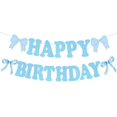 thumbnail image 1 of Pancarta de felicitación de cumpleaños con diseño de lazo rosa para artículos de fiesta, color azul, 1 of 3