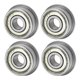 thumbnail image 1 of Uxcell Paquete de 4 Rodamientos de Bola con Brida F606ZZ, 6x17x6mm Sellado de Metal de Acero Cromado para Carretilla, 1 of 1