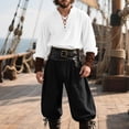 thumbnail image 2 of VBTAPA 3 Pcs Men's Renaissance Costume Halloween Medieval Pirate Shirt Pant Belt Outfit Set Viking Costume Sets White L, 2 of 9