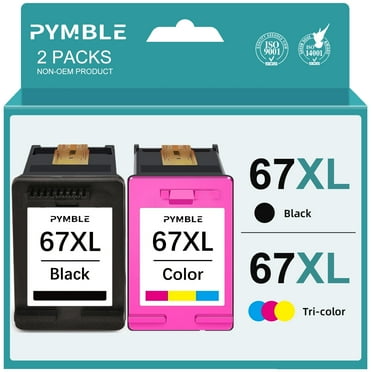 67xl Ink Cartridges Fit for HP 67 Ink Cartridges Printer Ink HP 67 for HP Deskjet 2700 2700e 2755 2755e 4100 4100e 4155 4155e Envy 6055 6055e 6455 6400 6000 6458(2-Pack, Black, Tri-Color)