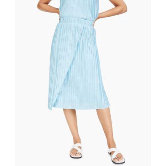 MSRP $70 Alfani Womens Drape-Front Pleated Midi Skirt Blue Size 2XL
