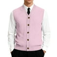 thumbnail image 2 of Resicozy Men's Sleeveless Sweater Vest V-Neck Casual Knit Button Down Solid Color Cardigan Vest Pink 2XL, 2 of 7