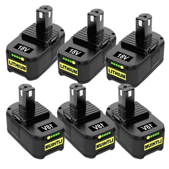 6 Pack Lithium-Ion 8000mAh Replacement for Ryobi 18V Battery Compatible with Ryobi Battery Fits for Ryobi Battery 18V Cordless Power Tools and Chargers P102 P103 P104 P105 P107 P108 P109 P190 P122