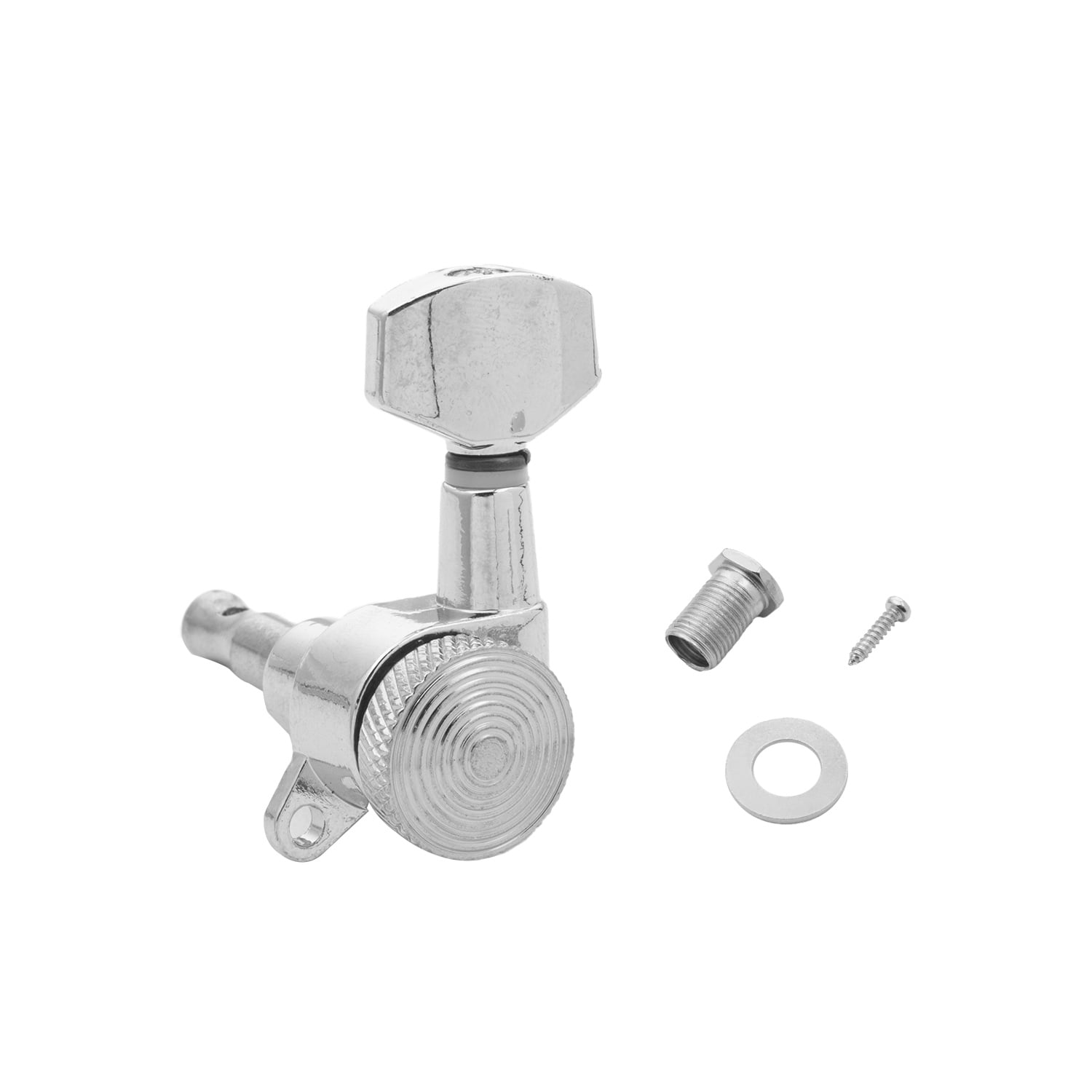 LOOKSEVEN 2L4R Locking Tuning Pegs Set, Threaded Shaft Small Square Head Tuners for Electric Guitar (2 Left 4 Right)-Chorme