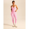 thumbnail image 4 of PISONIC Women 2 Piece Workout Sets V Neck Halter Tank Matching Twist Waist Leggings Yoga Pilates Outfits, 4 of 6